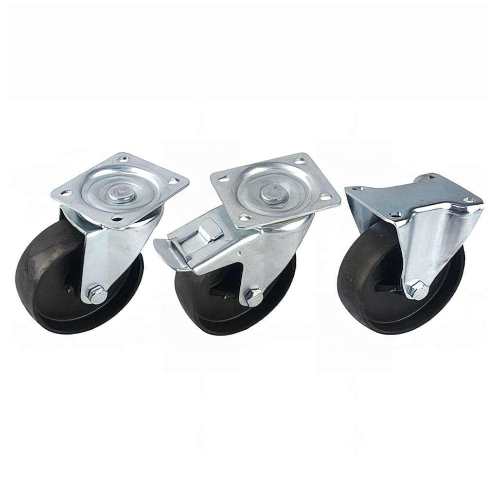 Medium Duty Plate Mounted Castor with cast iron wheel and swivel or fixed options, 270-500kg capacity