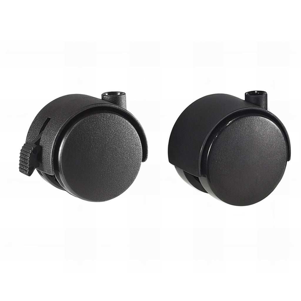 CTW Twin Wheel furniture castor fittings with plate mounted and threaded stud options