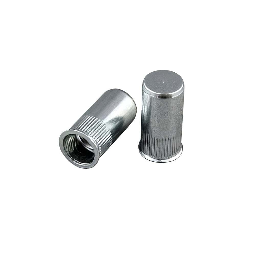 Flange head closed end threaded rivet insert nut with female blind tubular body for sheet metal
