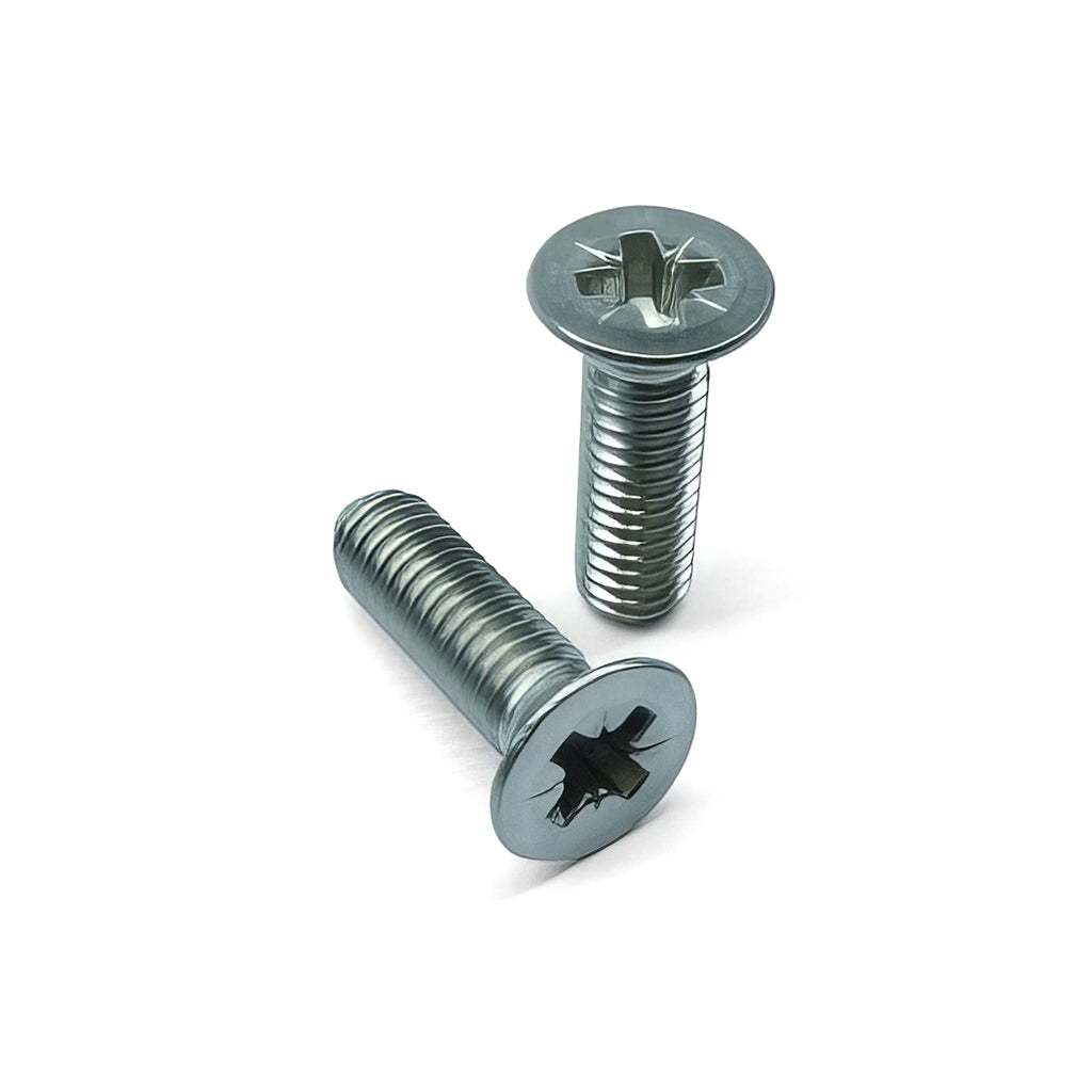 POZI countersunk head machine screws in zinc and stainless steel options
