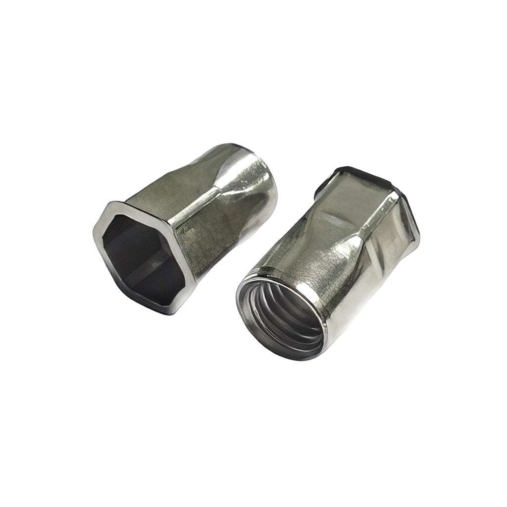 Low profile hexagon body threaded rivet insert nut for sheet metal fastening