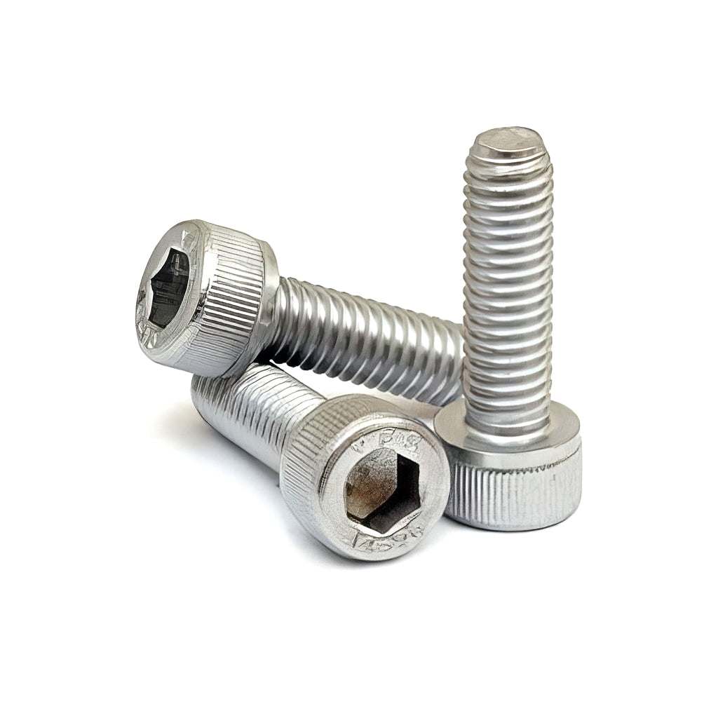 Socket head cap screws made of Grade 12.9 high tensile zinc-plated steel with cylindrical heads.
