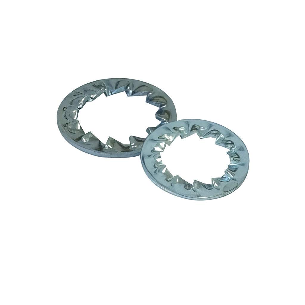 Stainless Steel Shakeproof Washers with internal and external teeth for secure fastening and increased grip