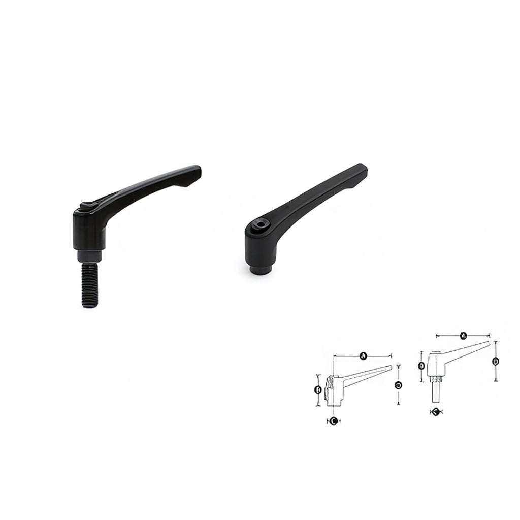 Allen key push button index clamping lever with reinforced nylon and die cast steel options