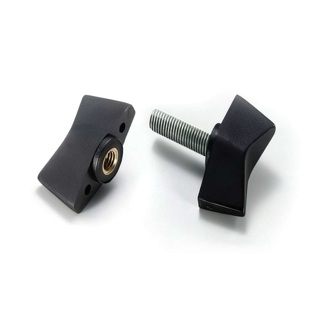 Black wing pattern handknob with nylon head and BZP steel thread for locking and adjusting