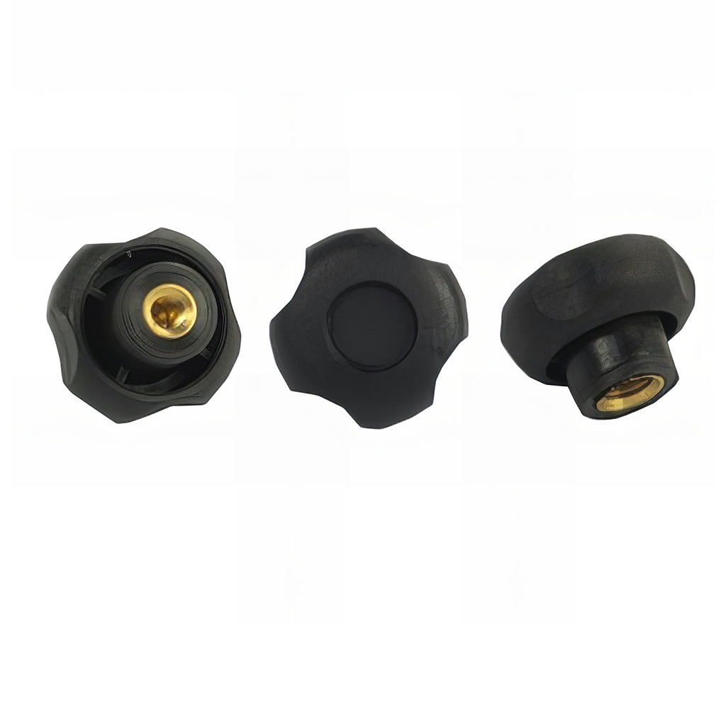 4 lobe female handwheels with nylon grip and brass threaded bush in various sizes and threads