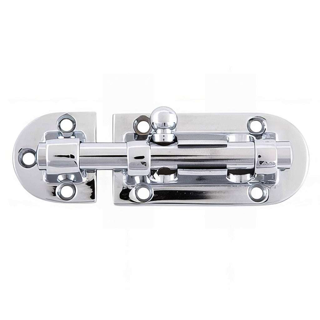 Two part locking barrel bolt chrome plated brass with polished finish for secure door locking