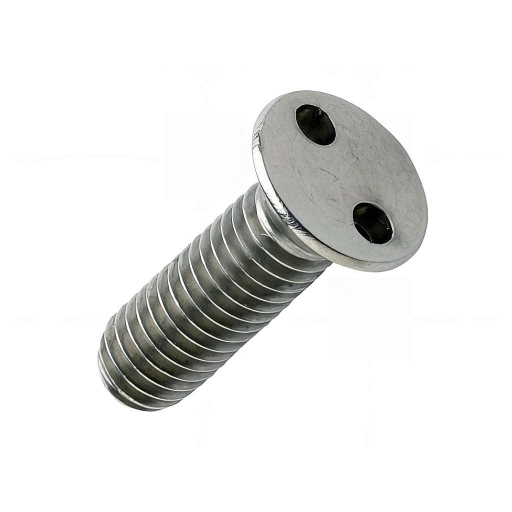 CSK snake eye drive stainless steel security fastener screw with tamper-resistant two-hole head