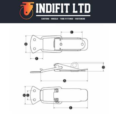 STAINLESS STEEL SPRUNG TOGGLE LATCH C/W CATCH PLATE