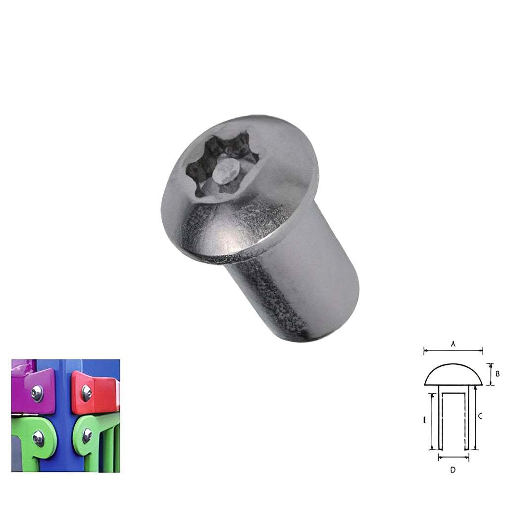 6 Lobe Button Dome Pin Head Security Nut stainless steel vandal resistant fastener