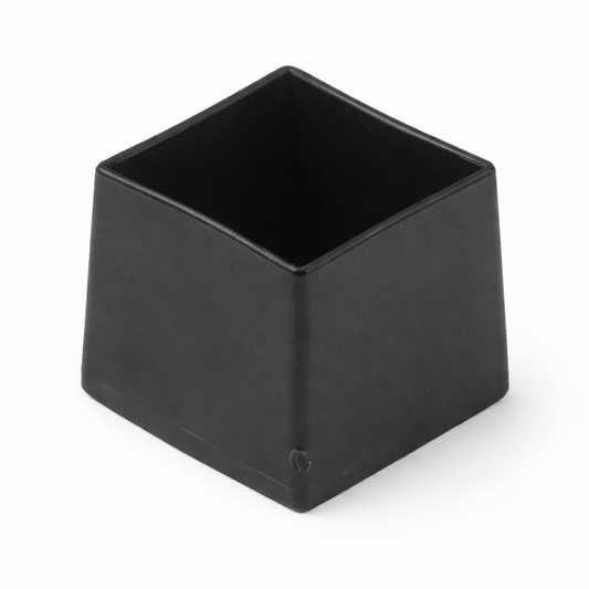 Plastic metric outside fitting square ferrules made of black LDPE for tube closures and light duty feet