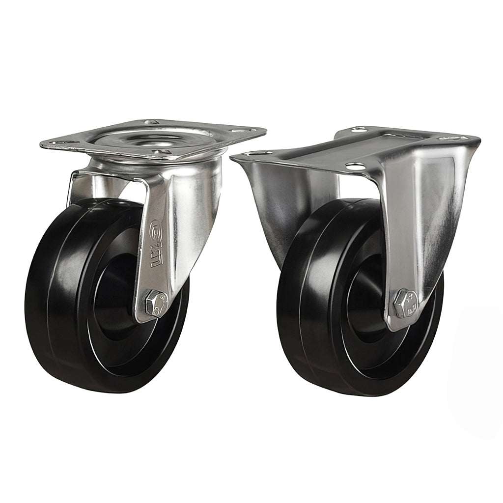 Medium duty high temperature swivel castor with phenolic resin wheel for up to 220°C applications