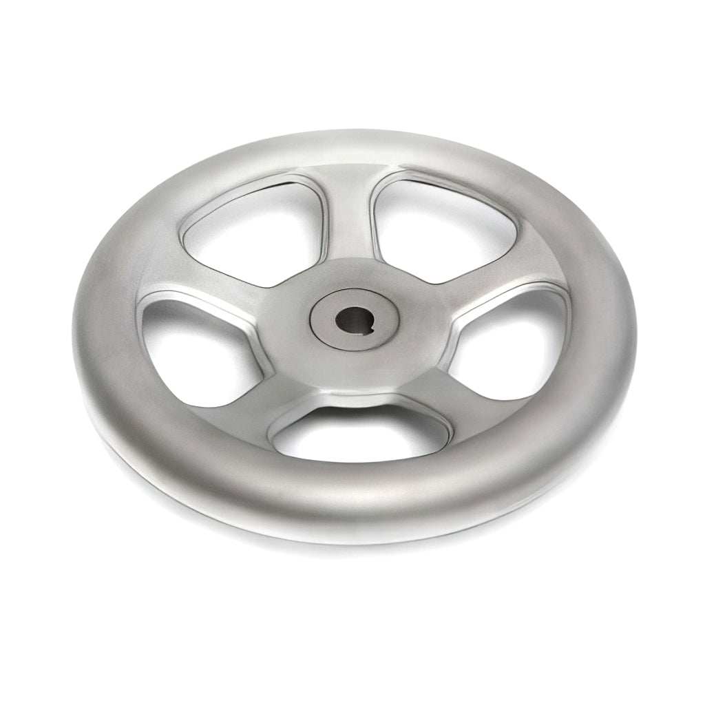 Spoked stainless steel control handwheel for heavy industry with corrosion and moisture resistance
