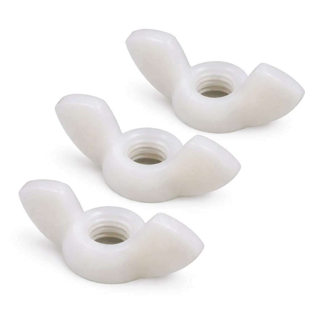Metric nylon wing nuts DIN 315 in various sizes for easy hand tightening and releasing