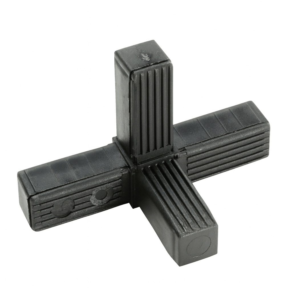 Plastic Square 4-Way Corner Tube Connectors for secure four-tube junctions in square frameworks