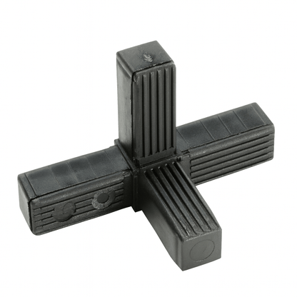 Plastic Square 4-Way Corner Tube Connectors for secure four-tube junctions in square frameworks