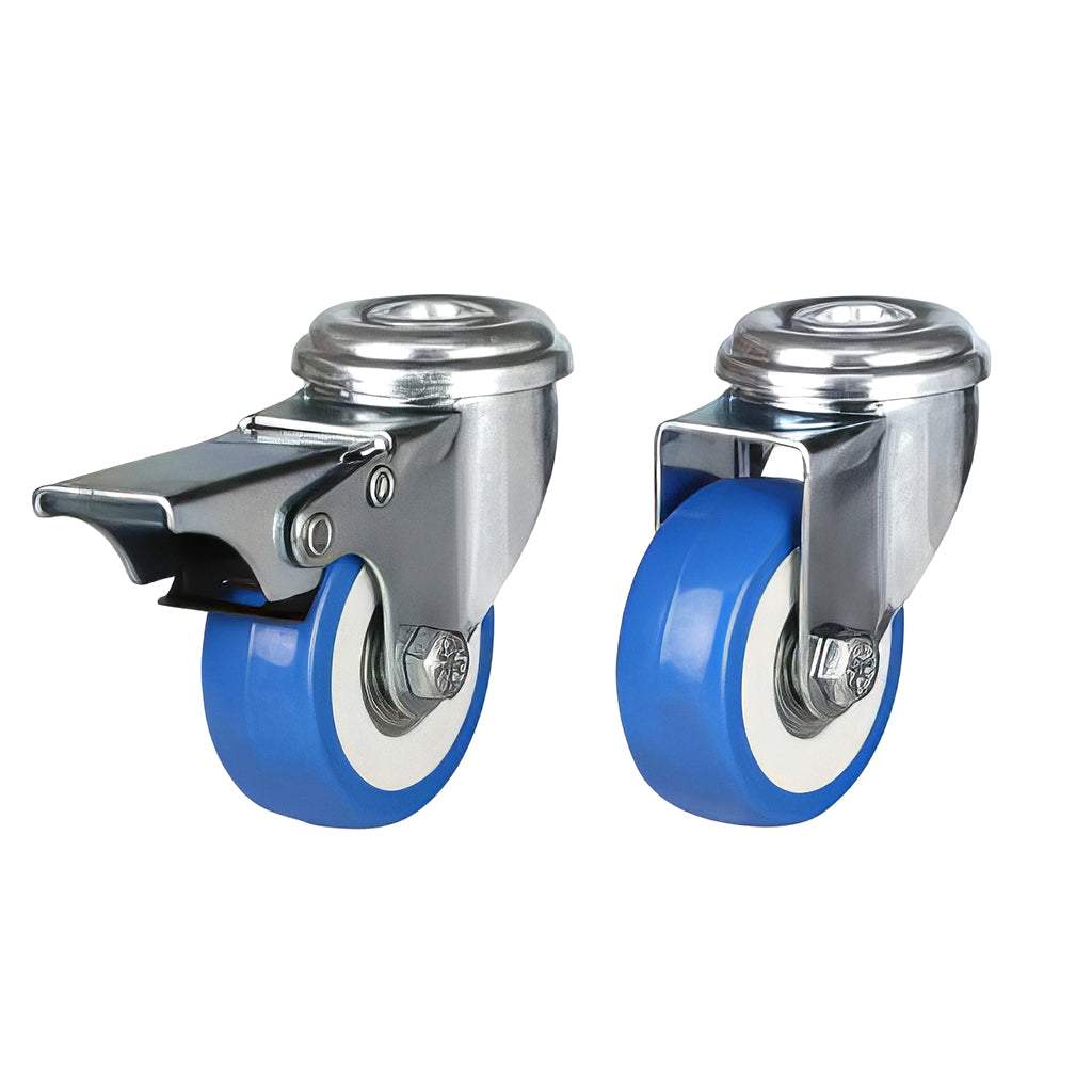50mm light duty polyurethane swivel castor with nylon core and bolt hole mounting