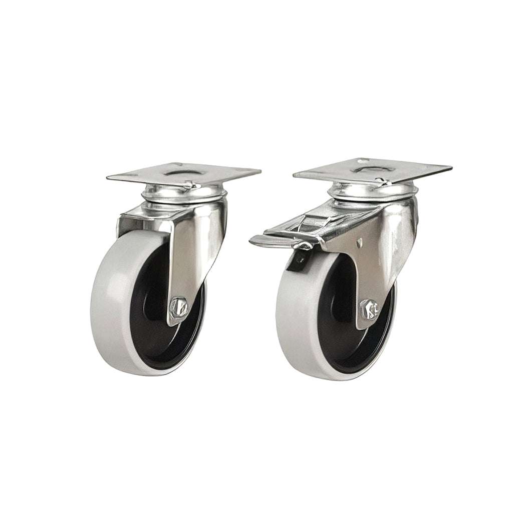 Light duty anti-static plate mounted castors for smooth, static-safe movement with 40-90 kg load capacity