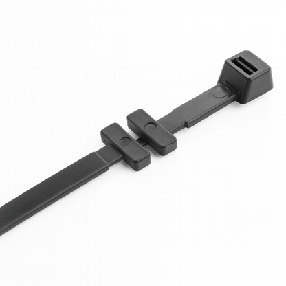 Cable Tray Fixing Ties securing cables to trays with snap-apart design made from UL-approved Nylon 66
