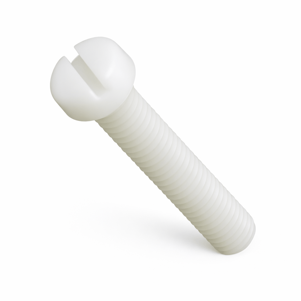 Slotted cheese head nylon machine screw DIN 84 metric corrosion resistant