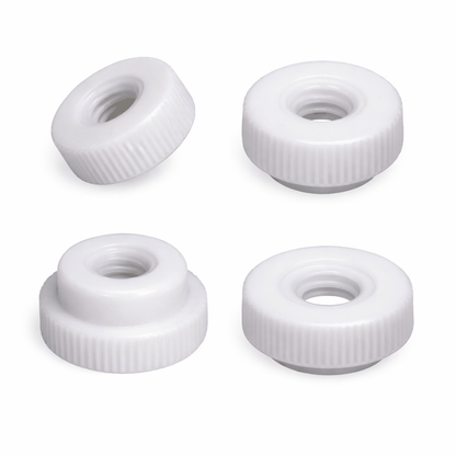 Metric nylon knurled thumb nuts in various sizes for easy hand tightening and non-conductive applications
