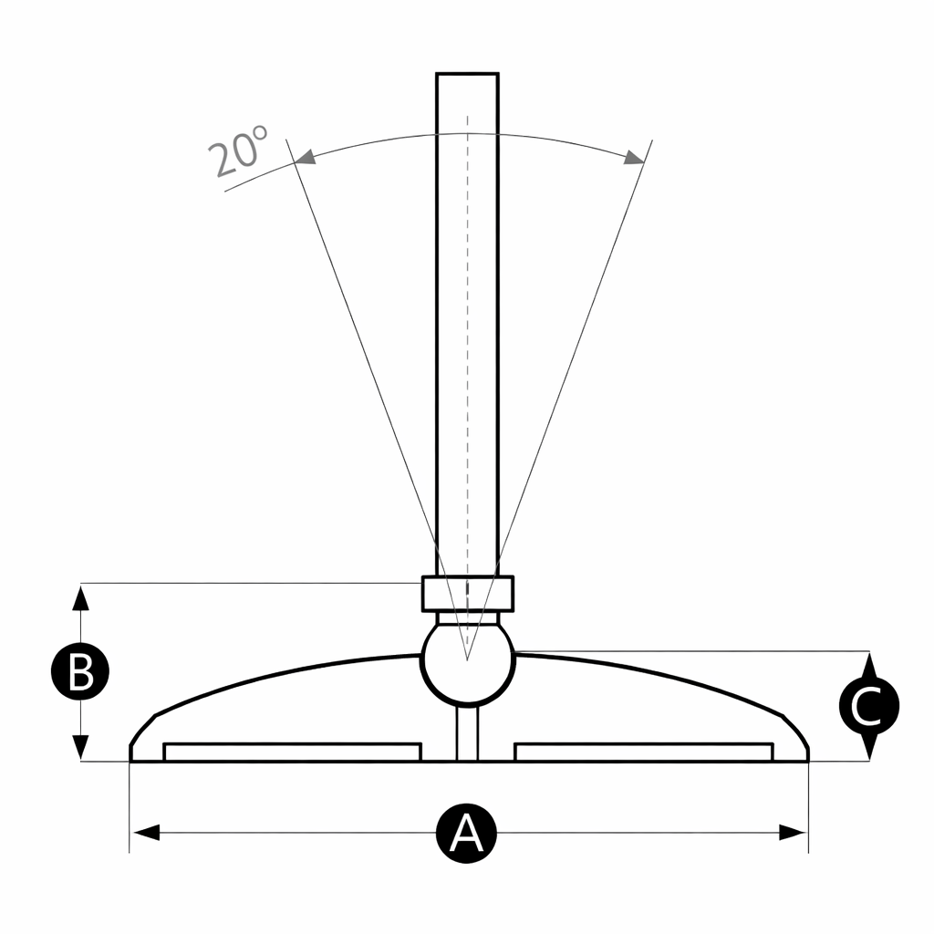 Heavy duty tilting adjustable leveling feet for industrial machinery and uneven floors