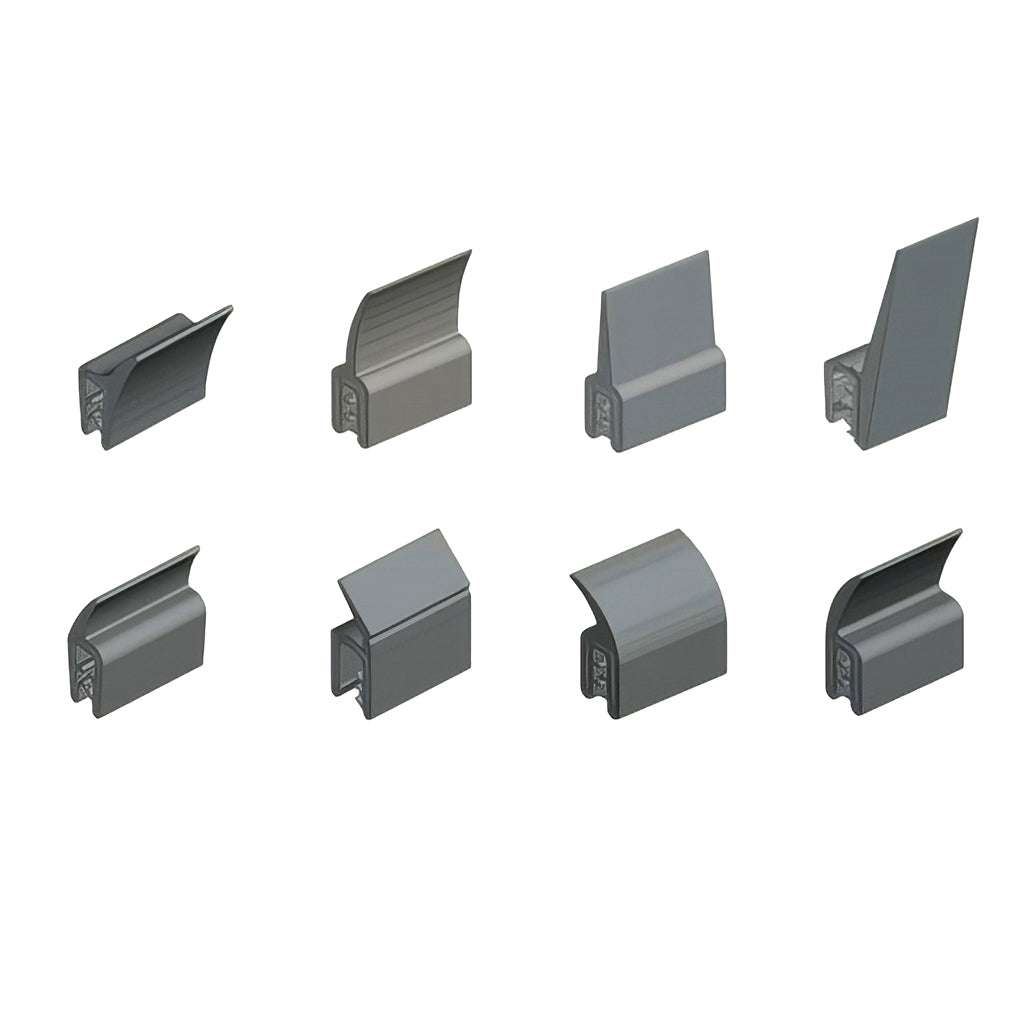 Gasket gripping panel edge strip with spring steel core for concealing edge burrs and gaps on door frames