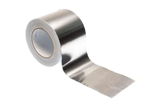 Roll of aluminium foil tape showcasing heat reflective and vapour sealing features for HVAC and insulation applications