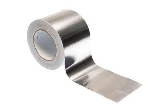 Roll of aluminium foil tape showcasing heat reflective and vapour sealing features for HVAC and insulation applications