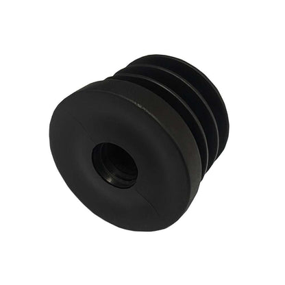 Plastic round tube insert with plastic thread for adjustable feet, ribbed shank, nylon or HDPE