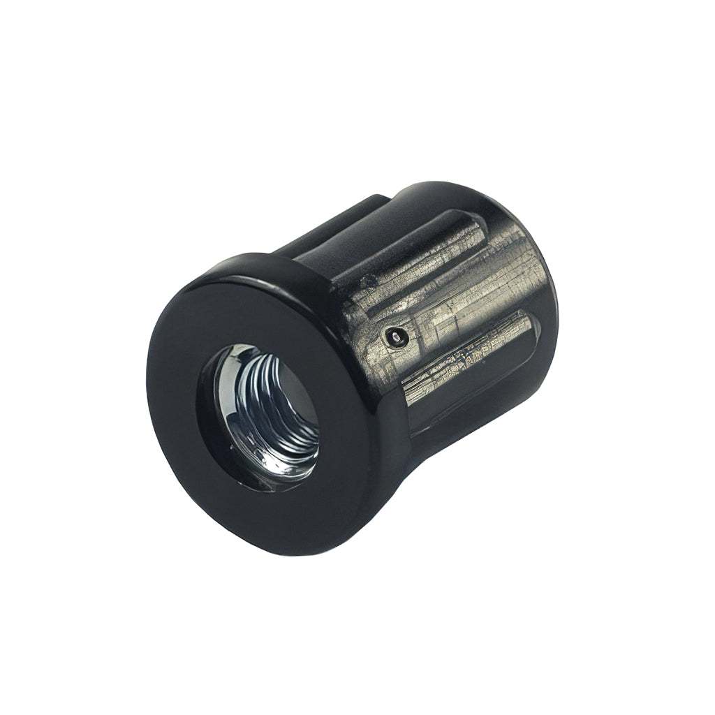 Plastic round tube insert with metal thread for heavy-duty applications, made of HDPE and BZP steel threads