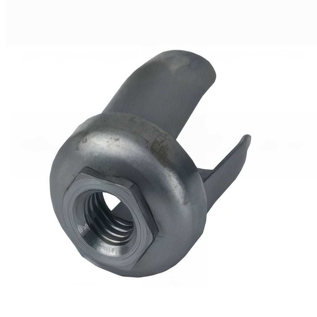 Steel round threaded tube insert with pressed steel construction for heavy duty applications