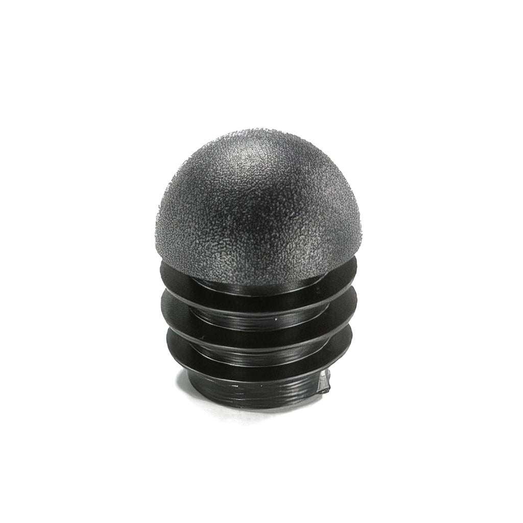 Plastic round profiled hemispherical head for decorative or foot use on angled legs