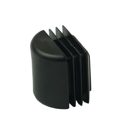 Plastic square profiled head tube inserts in black LDPE for feet or closures with angled leg profile