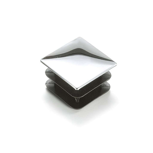 Plastic chrome square tube inserts with decorative metal caps and low profile finish