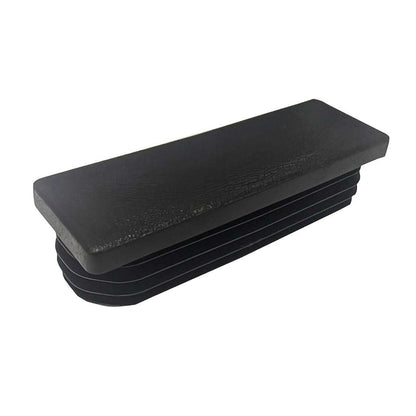 Plastic rectangular metric tube inserts sealing open ends of rectangular tubing for protection and professional finish