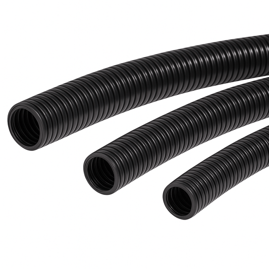 Non-split conduit heavy-duty nylon corrugated sleeving for IP68 cable protection in industrial and marine applications