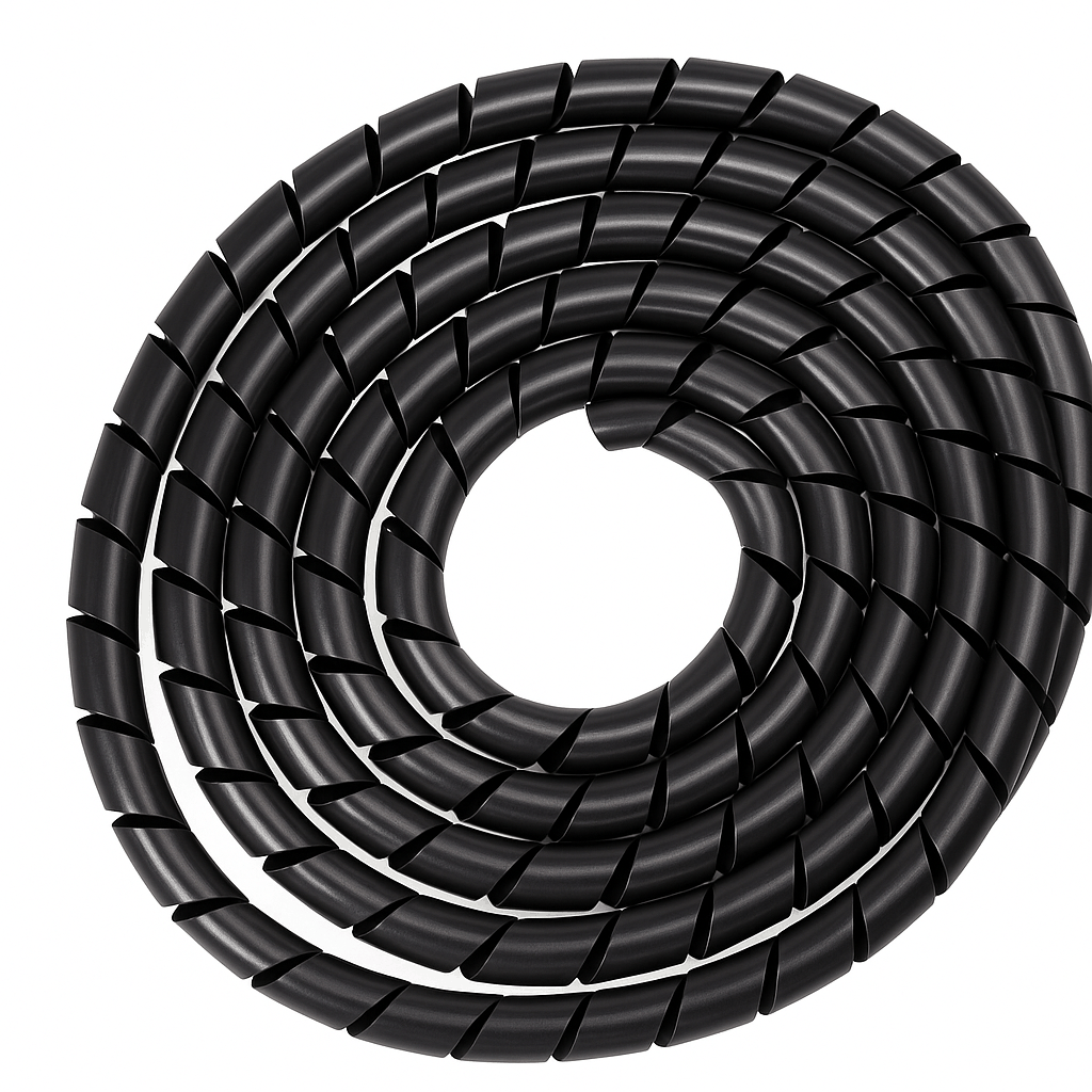 Polyethylene Spiral Wrap 25m roll protecting and organizing cables and hoses with flexible spiral design