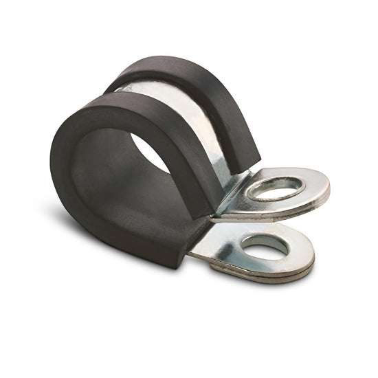 BZP rubber lined P clips made of mild steel with bright zinc plating for secure pipe and cable fastening