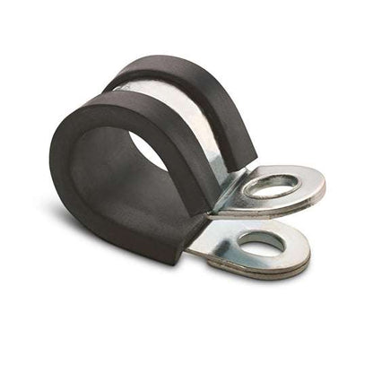 BZP rubber lined P clips made of mild steel with bright zinc plating for secure pipe and cable fastening