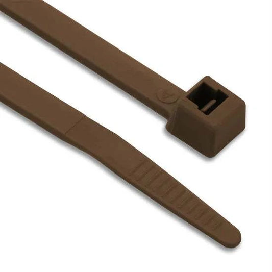 Brown coloured nylon cable ties for durable cable management and fastening.