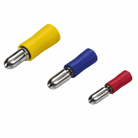 Bullet Male Quick Disconnect brass connector with vinyl insulation for quick electrical wire termination