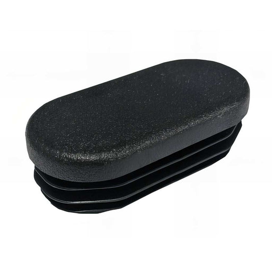 Plastic flat-sided oval tube inserts protecting open oval tubing ends with a secure push-fit design.