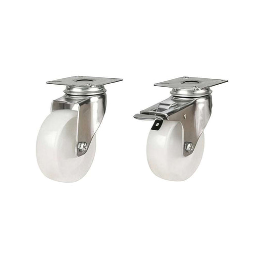 Light duty polypropylene plate mounted castors with durable wheels and 40-100 kg load capacity