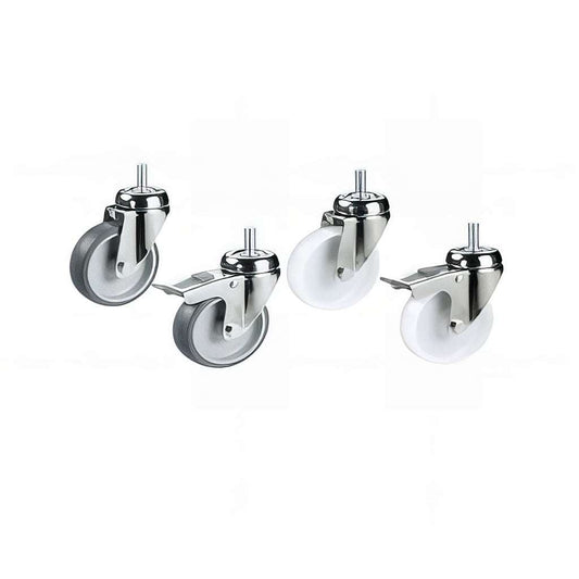 Light duty castors with grey synthetic tyre and total stop brake for furniture and equipment