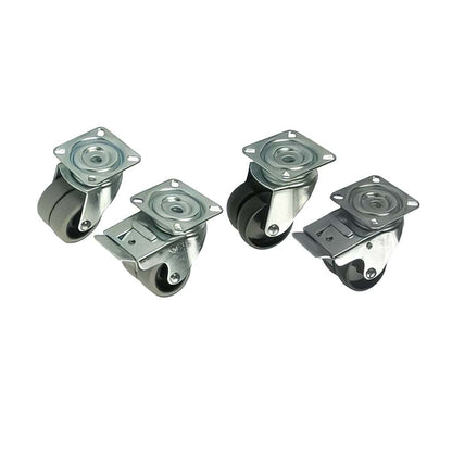 Light Duty Double Twin Wheel plate mounted castors with 70 kg load capacity for smooth indoor equipment movement