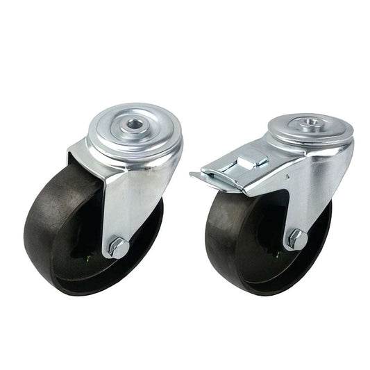 Medium duty single bolt hole castor with cast iron wheel and swivel options