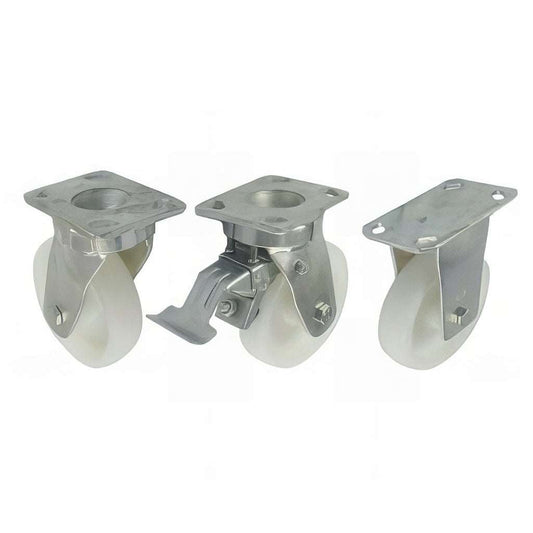 Heavy duty plate fitting castor with nylon wheel and sealed swivel head