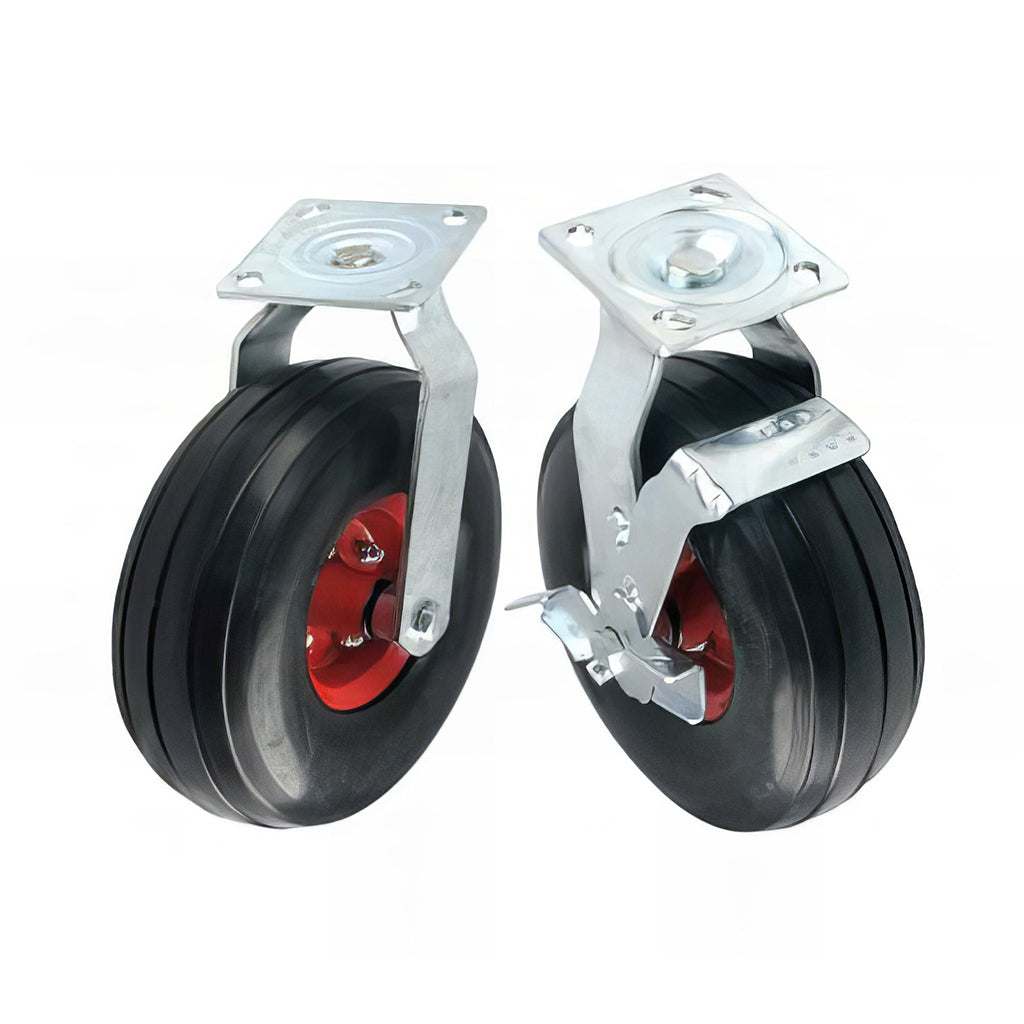 Medium plate mounted castor with puncture proof tyre and steel wheel for 120-200kg load capacity