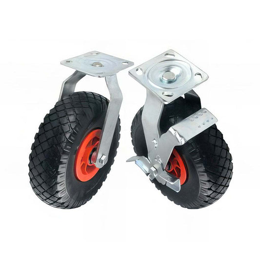 Medium duty plate mounted castor with puncture proof tyre and plastic wheel 120-200kg capacity